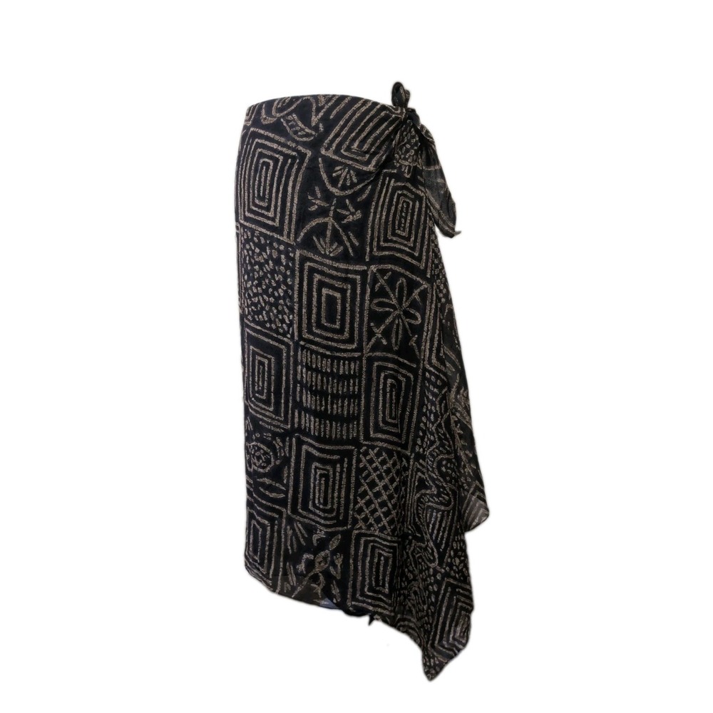 Lauren Ralph Lauren Aztec Silk Asymmetrical Skirt Brown Tribal Midi Womens M
